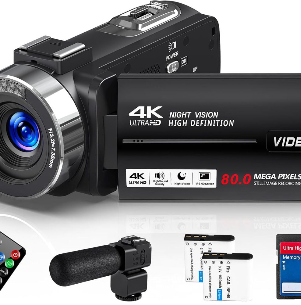 4K Ultra 80MP Camcorder Video Camera Vlogging for YouTube Webcam