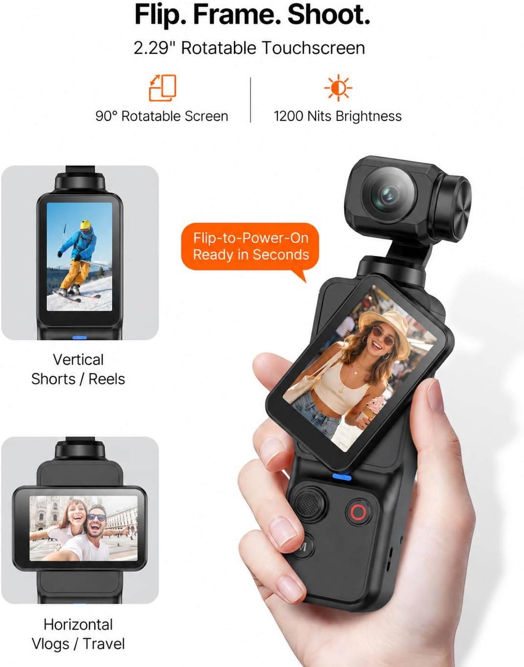 4K Vlogging Camera, Pocket Video Camera with Face Tracking & WiFi - Image 2