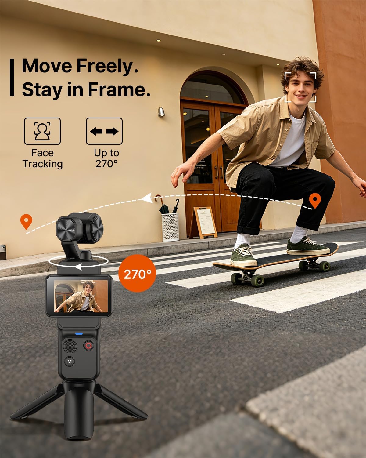 4K Vlogging Camera, Pocket Video Camera with Face Tracking & WiFi - Image 3
