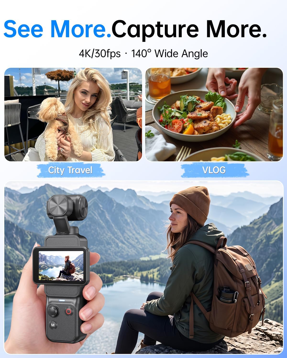 4K Vlogging Camera, Pocket Video Camera with Face Tracking & WiFi - Image 4