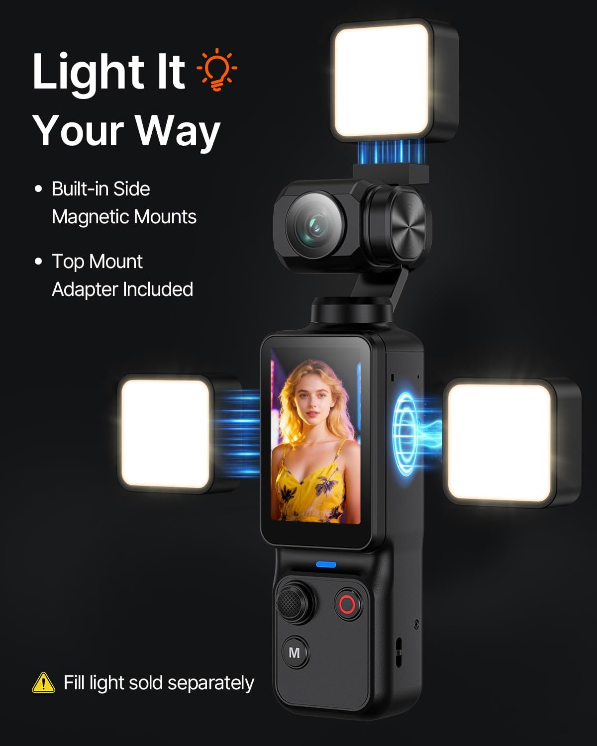 4K Vlogging Camera, Pocket Video Camera with Face Tracking & WiFi - Image 8