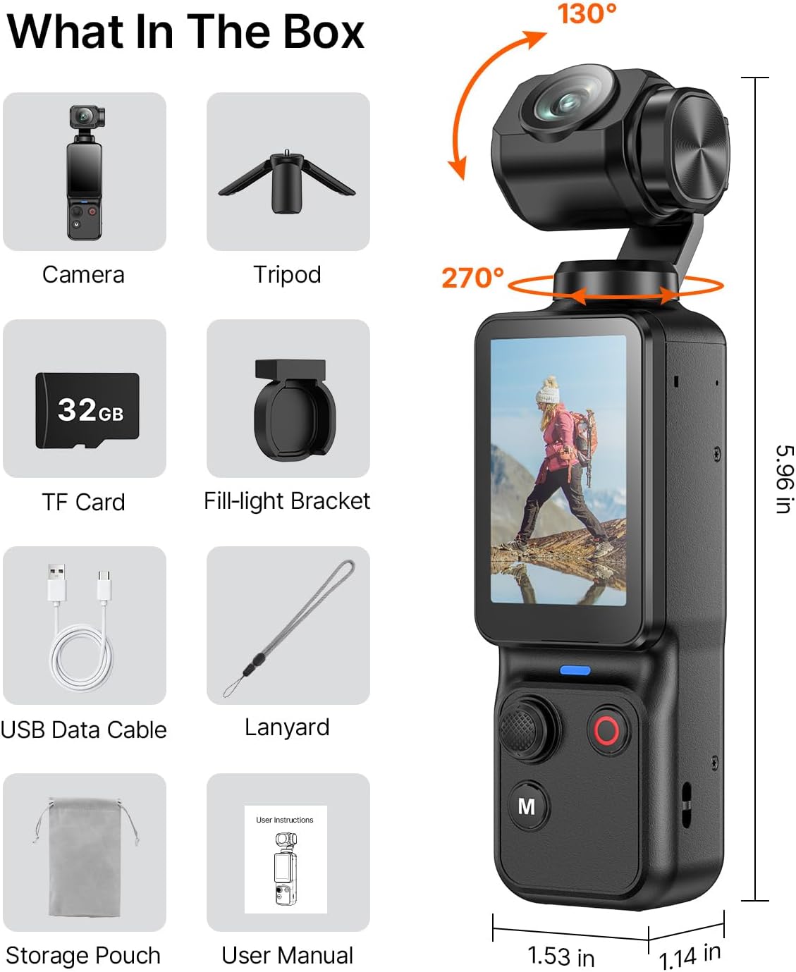4K Vlogging Camera, Pocket Video Camera with Face Tracking & WiFi - Image 9