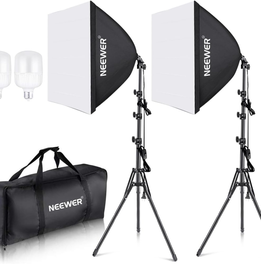 NEEWER 700W Equivalent Softbox Lighting Kit 2 Pack, Photo Studio Equipment