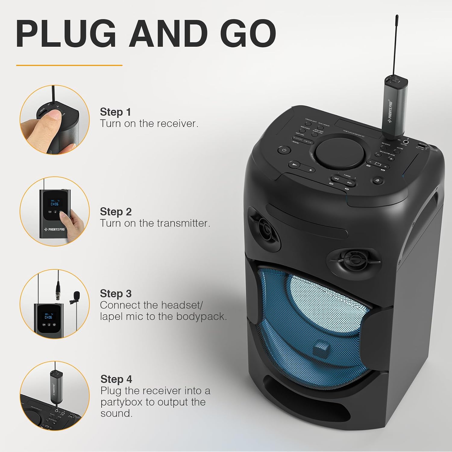 Phenyx Pro Single Digital Headset/Lapel/Lavalier Microphone System PDP-1-1B - Image 3