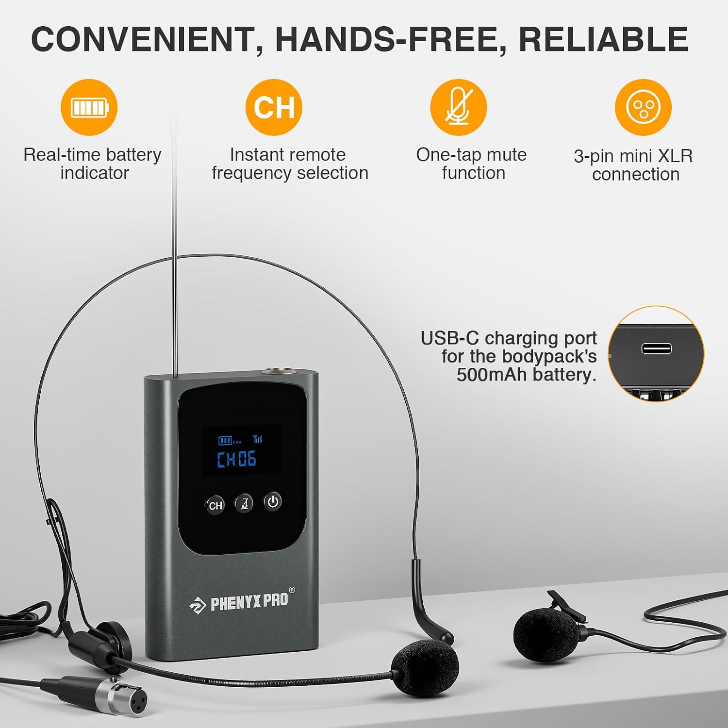 Phenyx Pro Single Digital Headset/Lapel/Lavalier Microphone System PDP-1-1B - Image 4